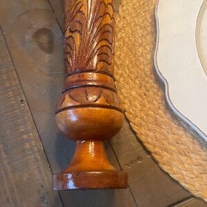 VTG Wood Vase BOHO Home Decor beauty Hand Spun Carved Wooden Flower Vase